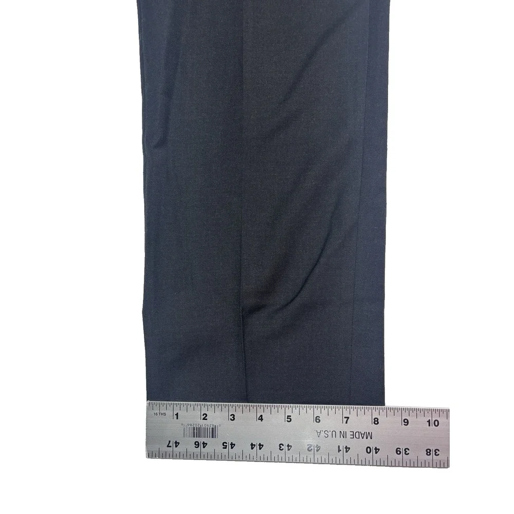 Pronto Uomo Italy 31x30 Charcoal Dress Pants Trousers Flat Front 100% Wool Mens